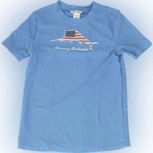 NEW Tommy Bahama Boys Swordish Flag Shirt with UPF Size Large Patriotic